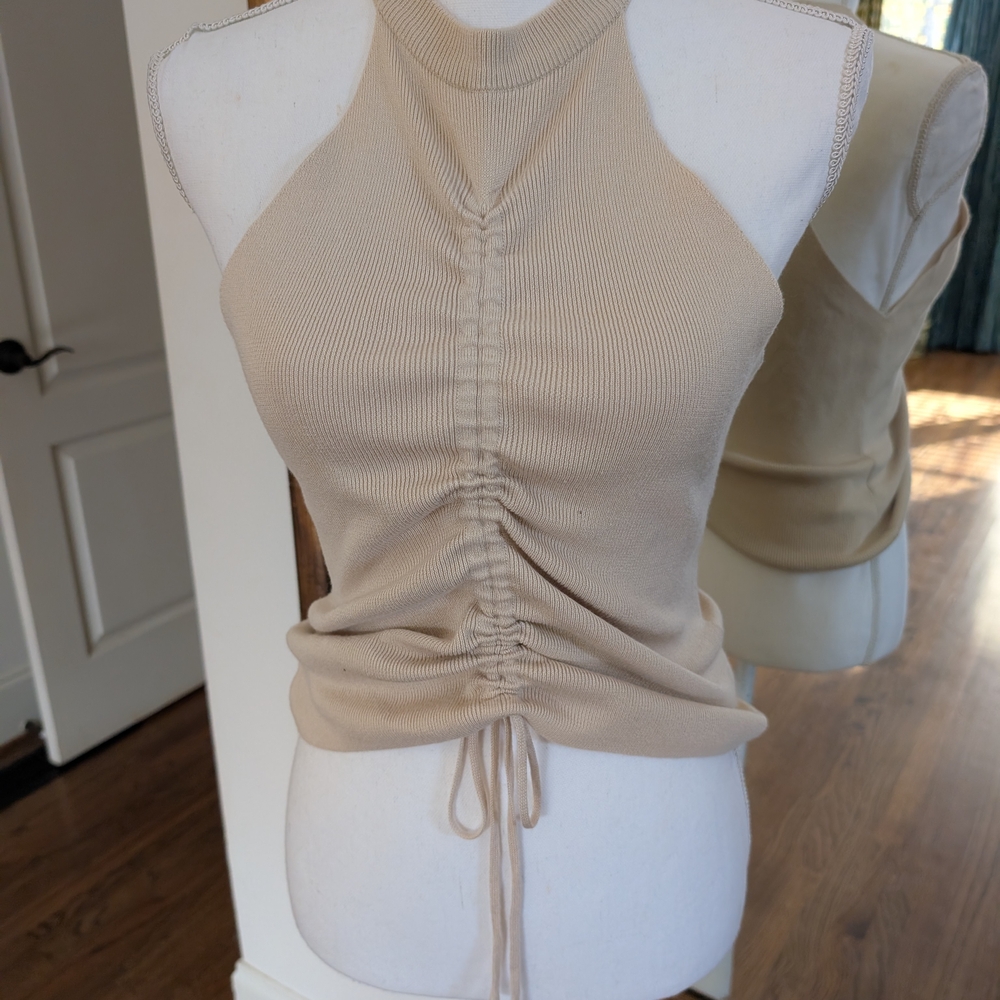 Missguided + Beige Ruched Tank Top - Picture 2 of 4